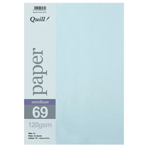 Quill Metallique Paper A4 120gsm Aqua Marine Pack of 25